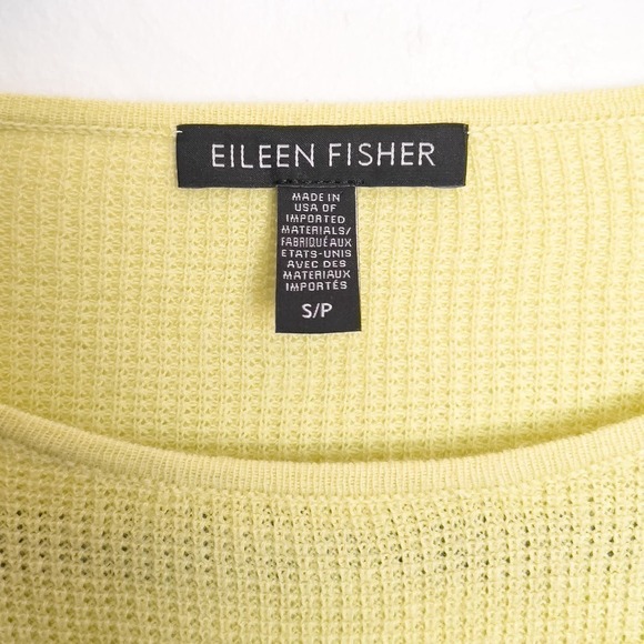 Eileen Fisher Knit Sweater Cotton Long Sleeve Small Lime Green Summer brat - Picture 3 of 5